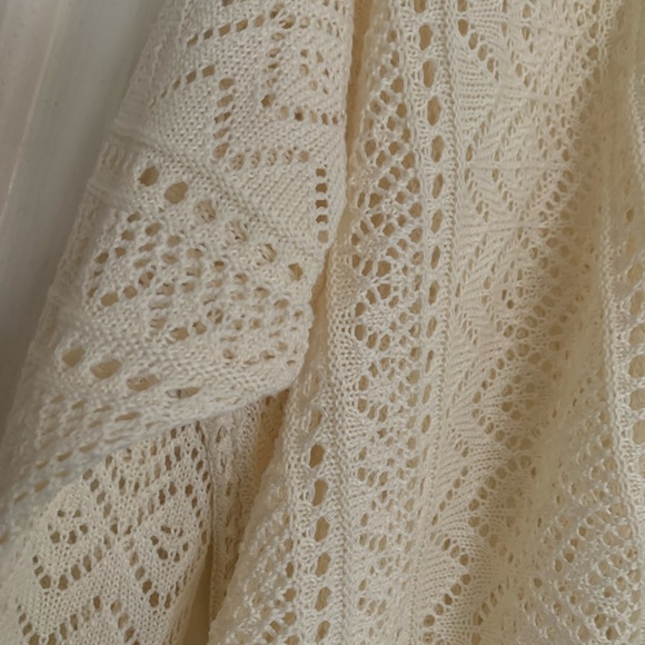 NEW Cyrus Open Stitch Creamy Alabaster Off White Cardigan Sweater SZ Large - Picture 6 of 9